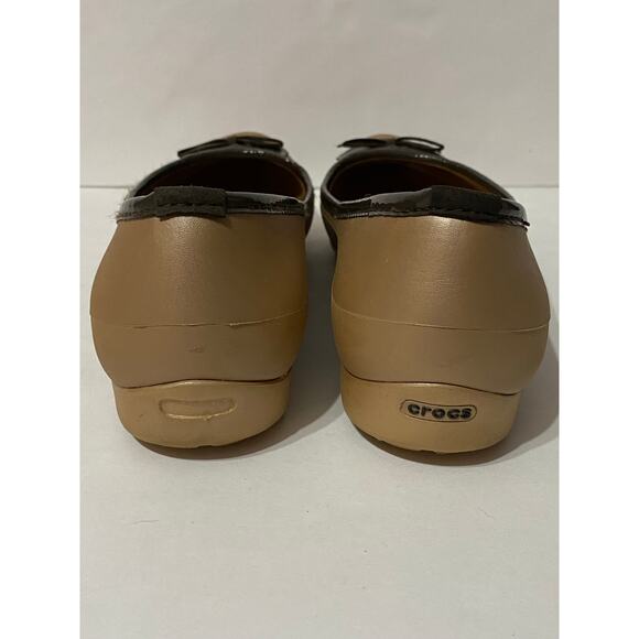 CROCS Lily Ballet Flats Flats Round Toe Bow Brown Tan Size 8 Comfort Shoe Shoes - Picture 5 of 6